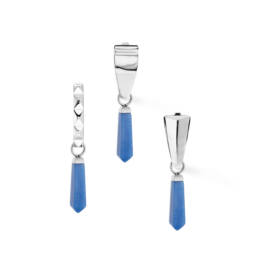 EAR ME UP Charm obélisque bleu argenté