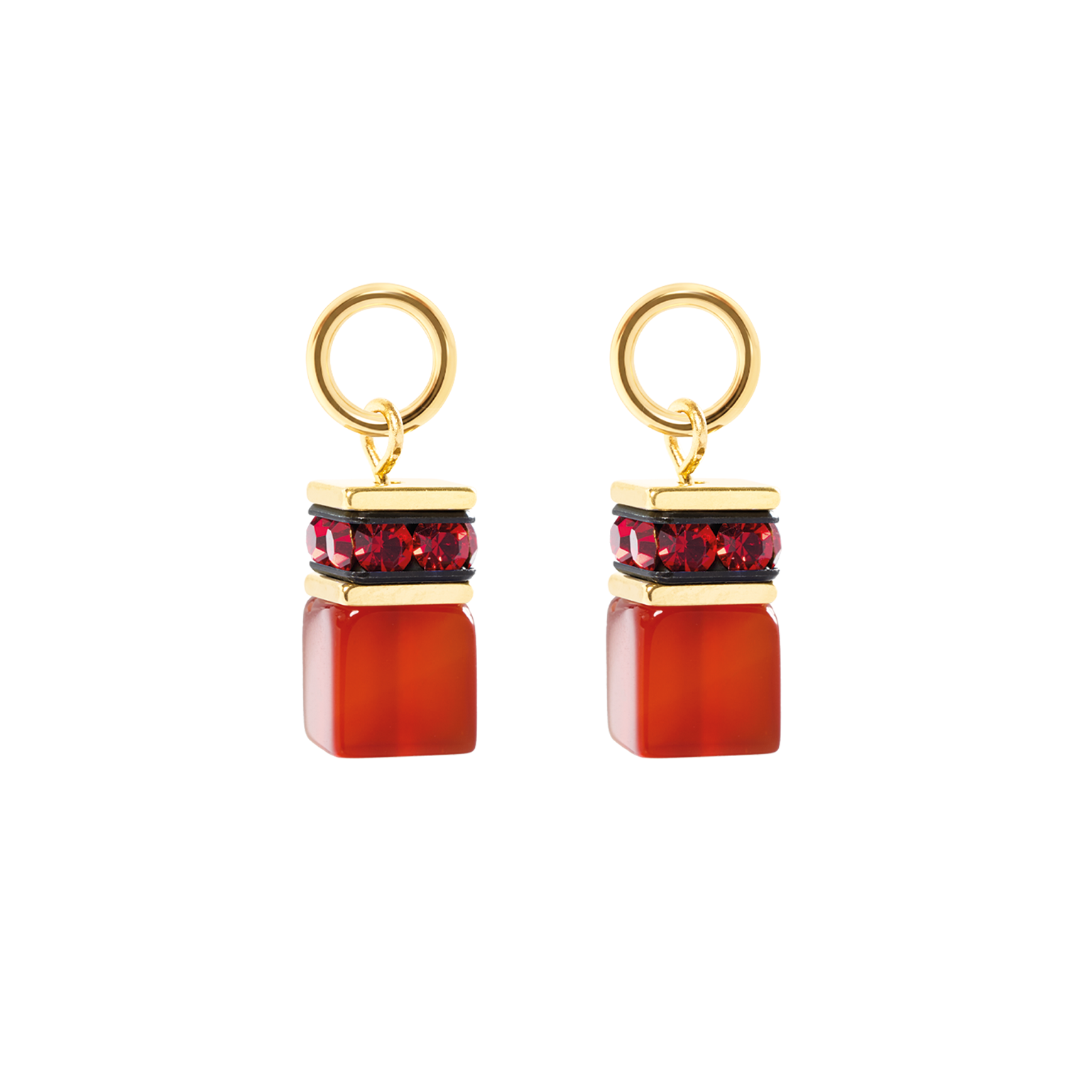 EAR ME UP Charm GeoCUBE® or-rouge
