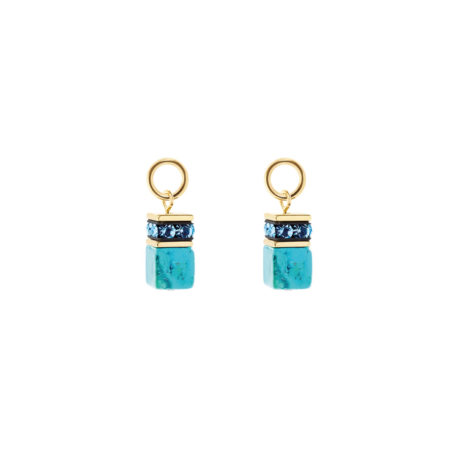 EAR ME UP Charm GeoCUBE® or-turquoise
