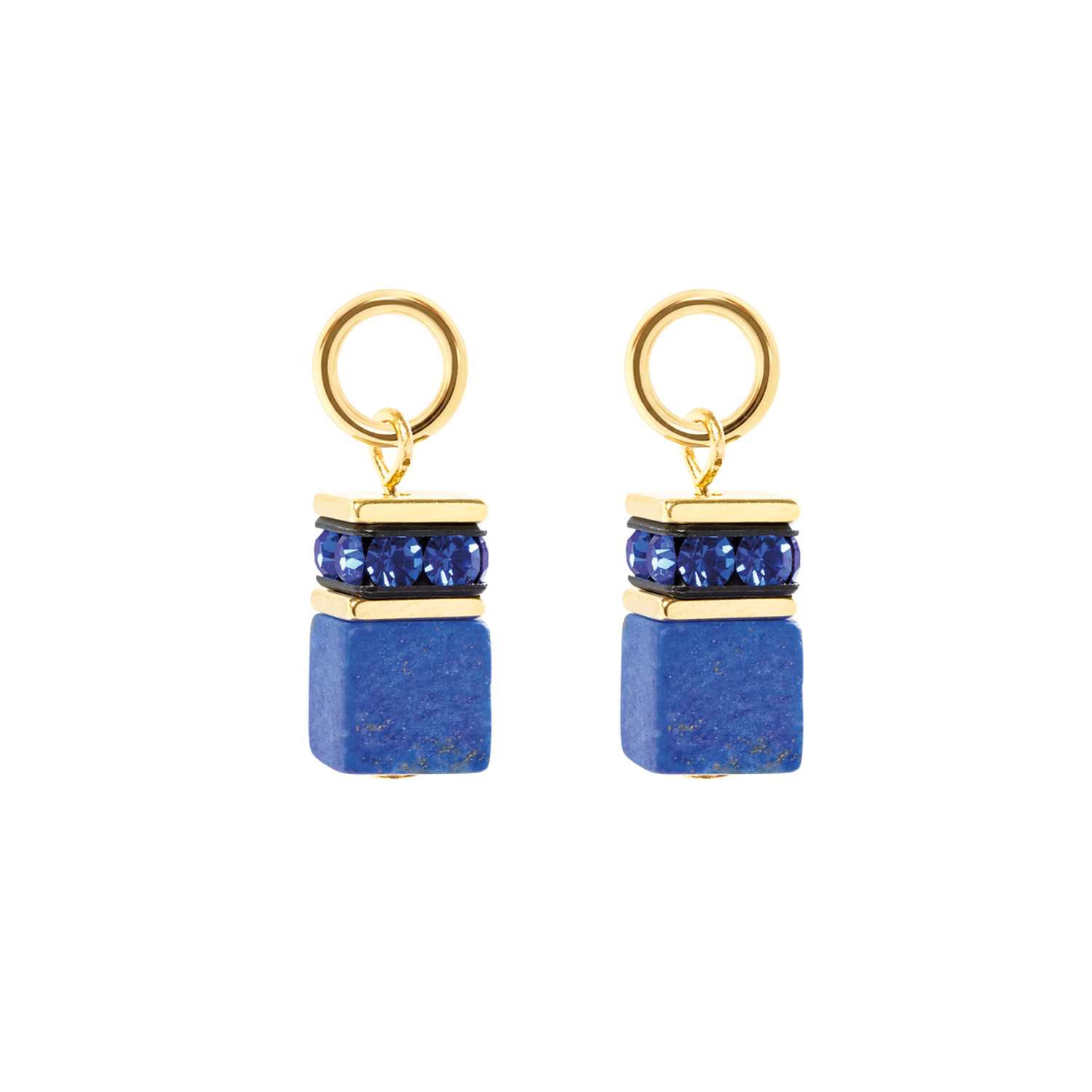 EAR ME UP Charm GeoCUBE® or-bleu