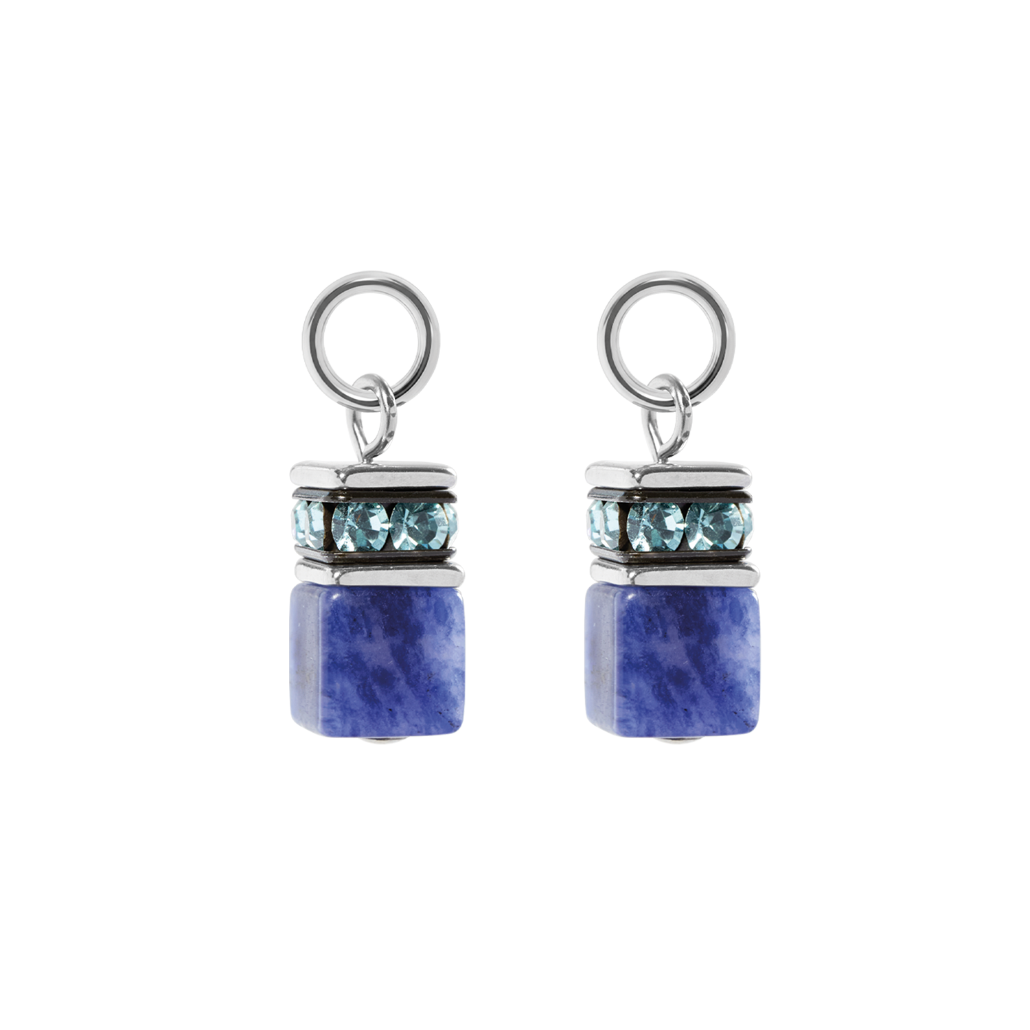 EAR ME UP Charm GeoCUBE® argent-bleu