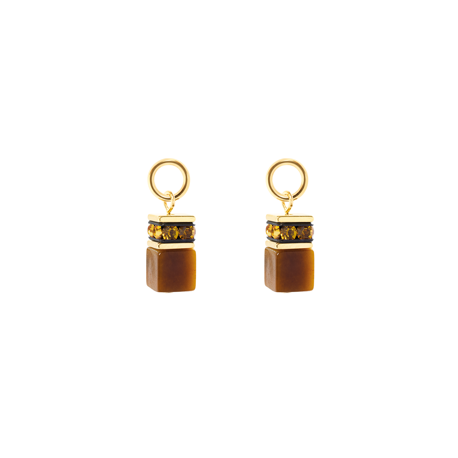 EAR ME UP Charm GeoCUBE® or-marron