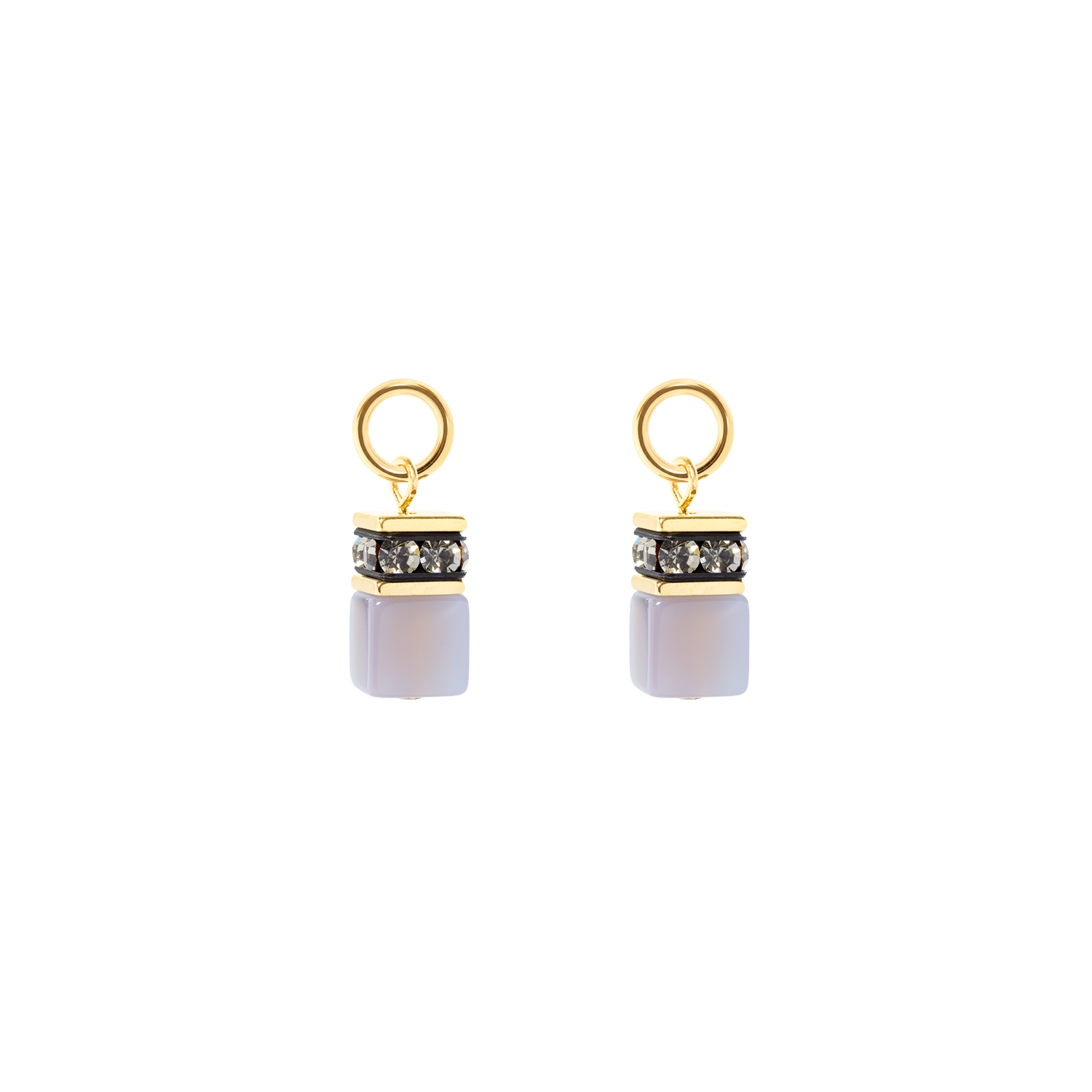 EAR ME UP Charm GeoCUBE® or-gris