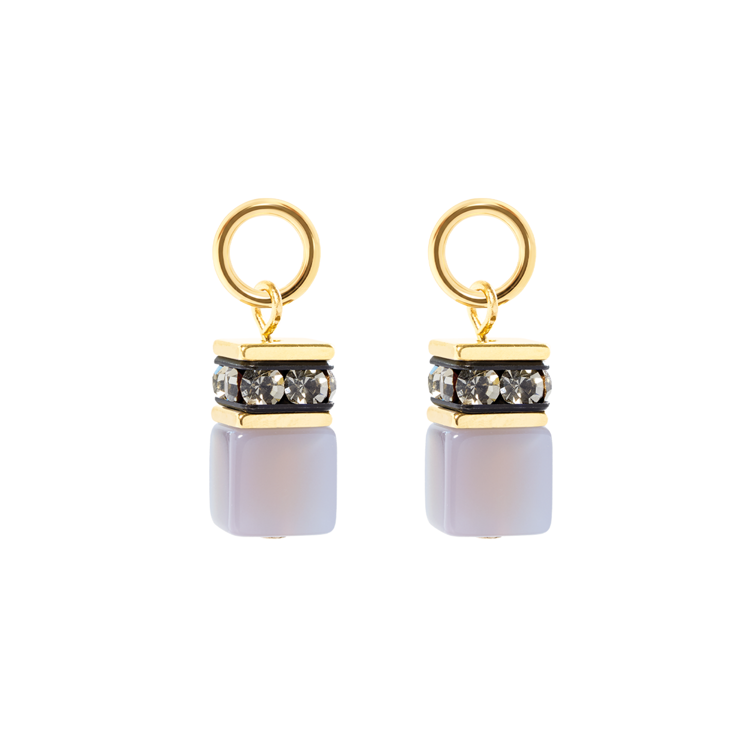 EAR ME UP Charm GeoCUBE® or-gris