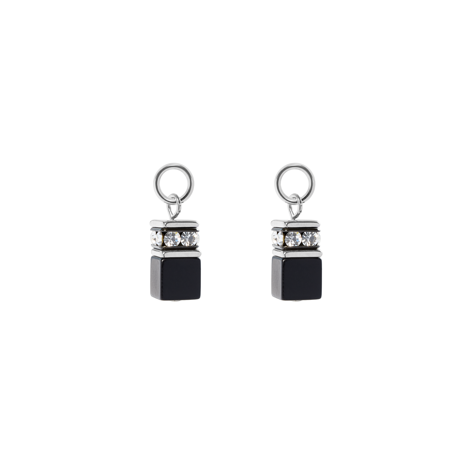 EAR ME UP Charm GeoCUBE® argent-noir