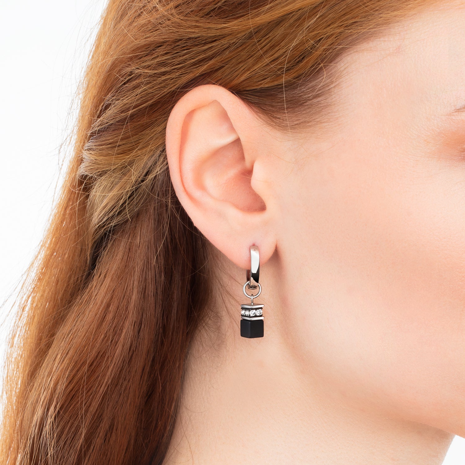 EAR ME UP Charm GeoCUBE® argent-noir