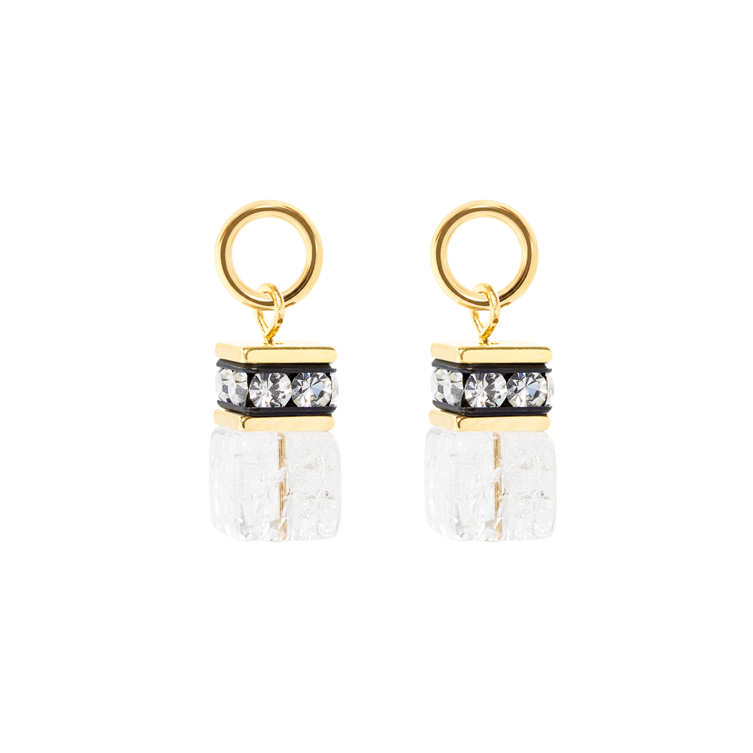 EAR ME UP Charm GeoCUBE® or-cristal