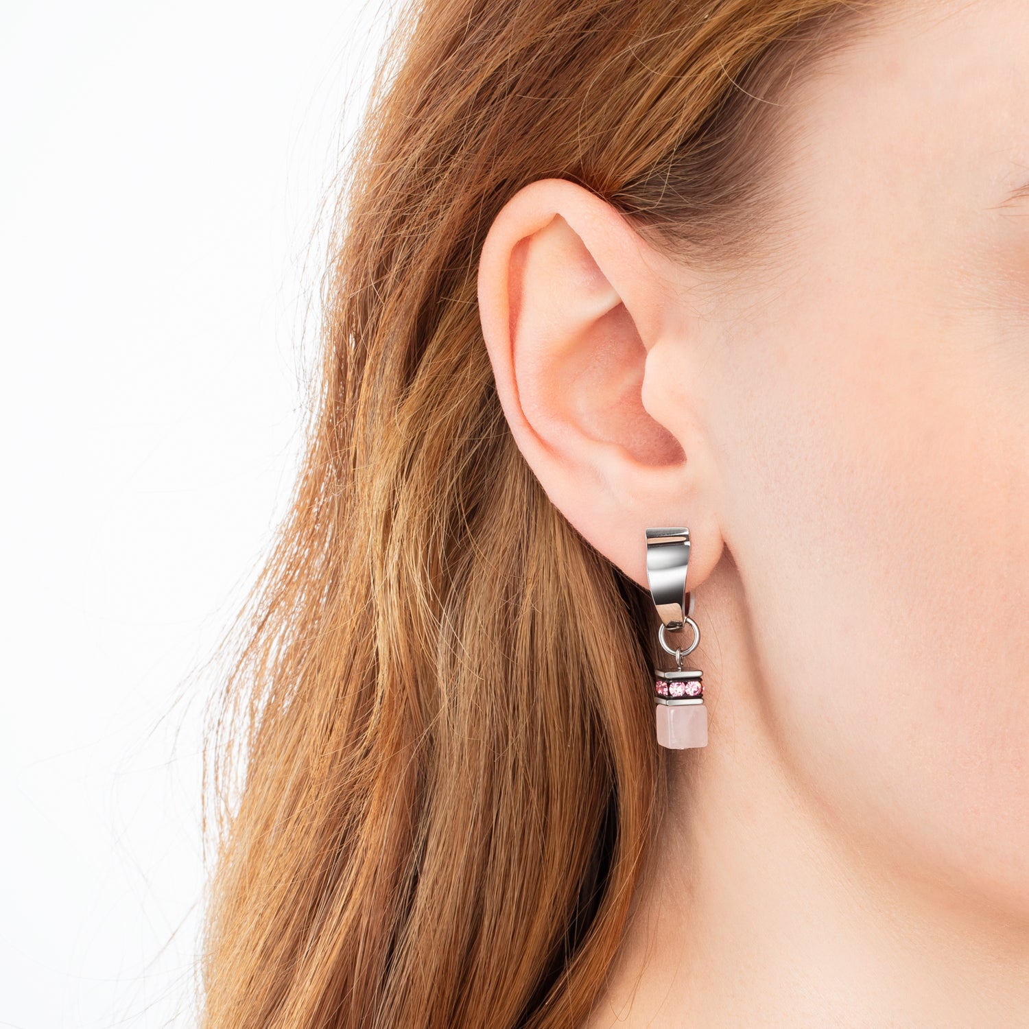 EAR ME UP Charm GeoCUBE® argent-rose