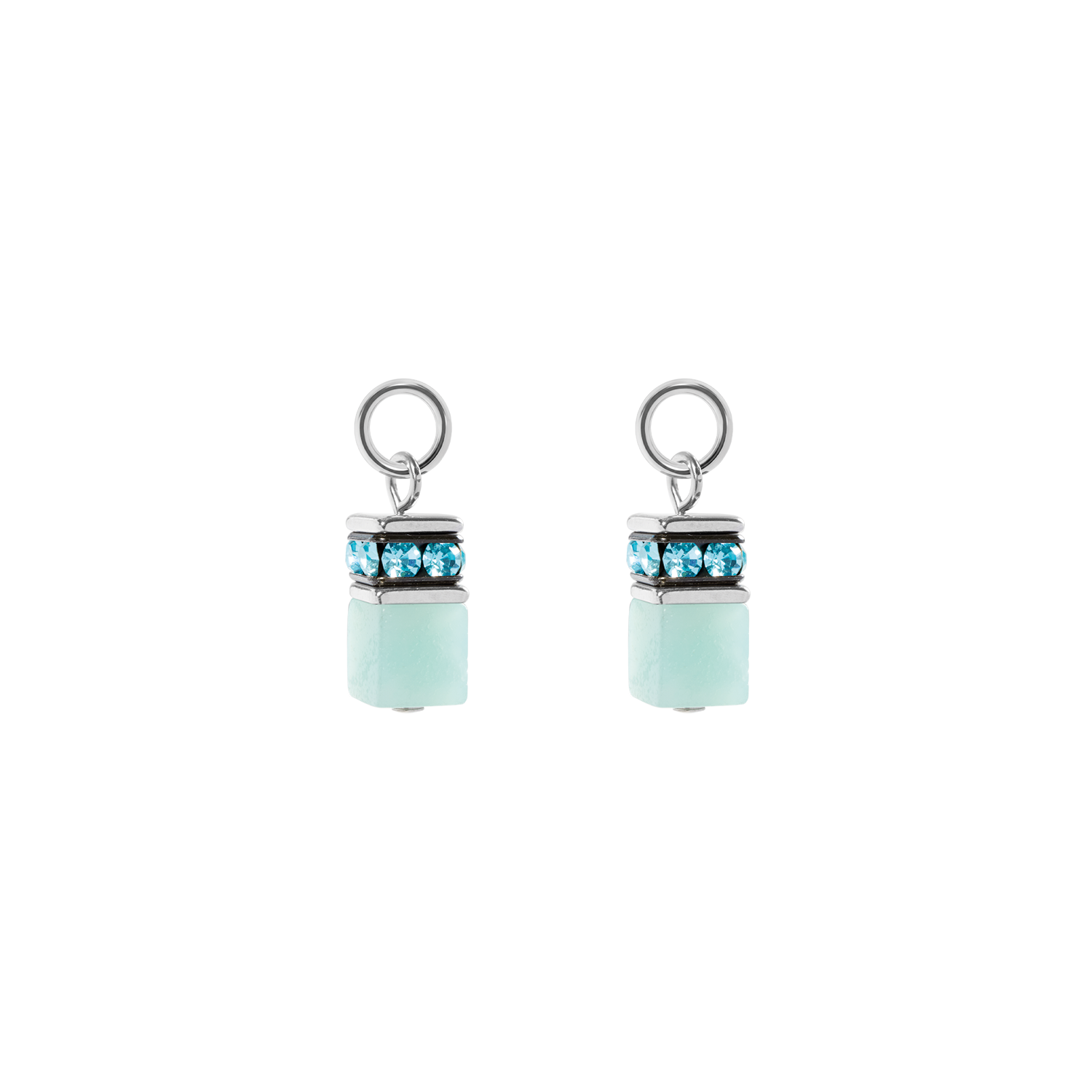 EAR ME UP Charm GeoCUBE® argent-aqua