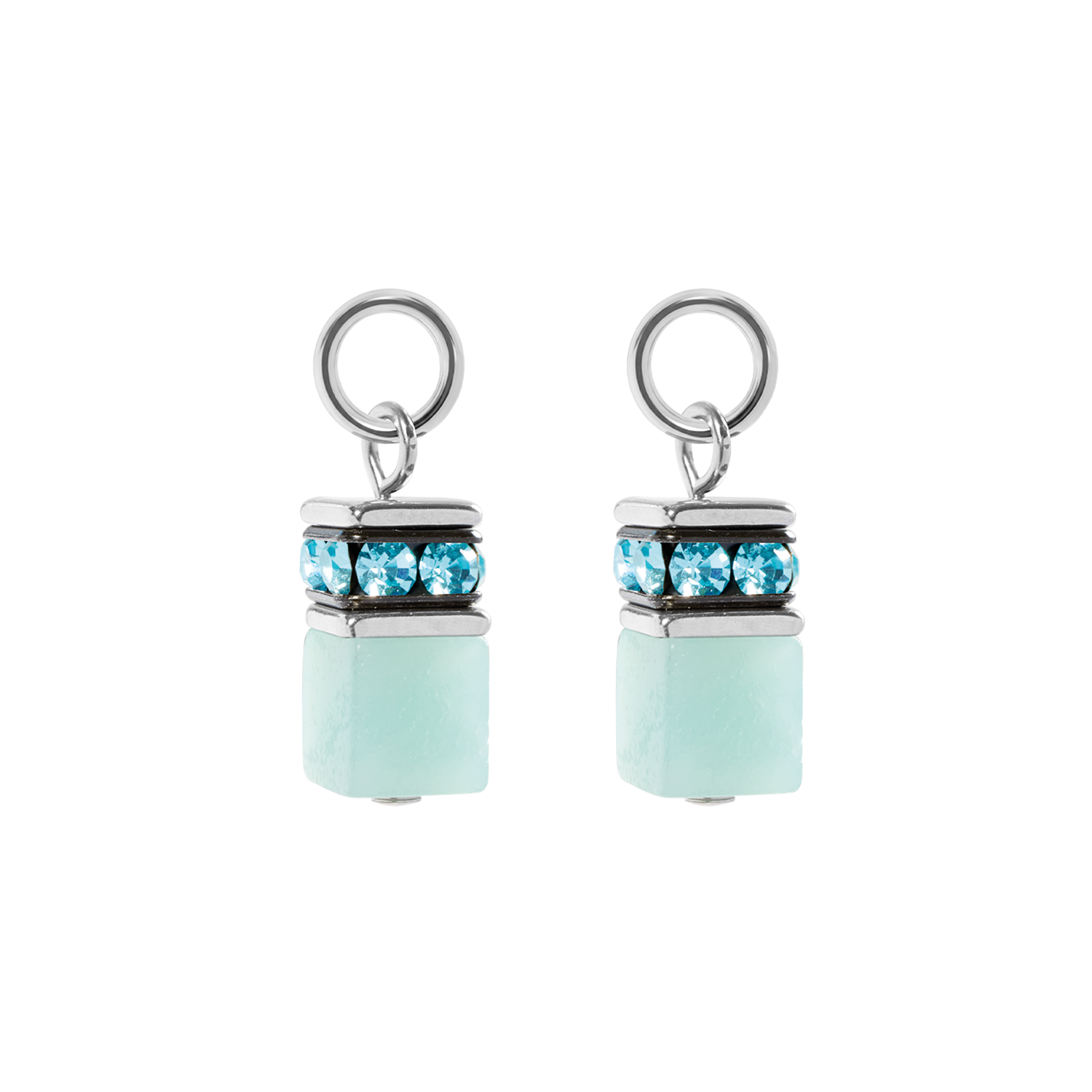 EAR ME UP Charm GeoCUBE® argent-aqua