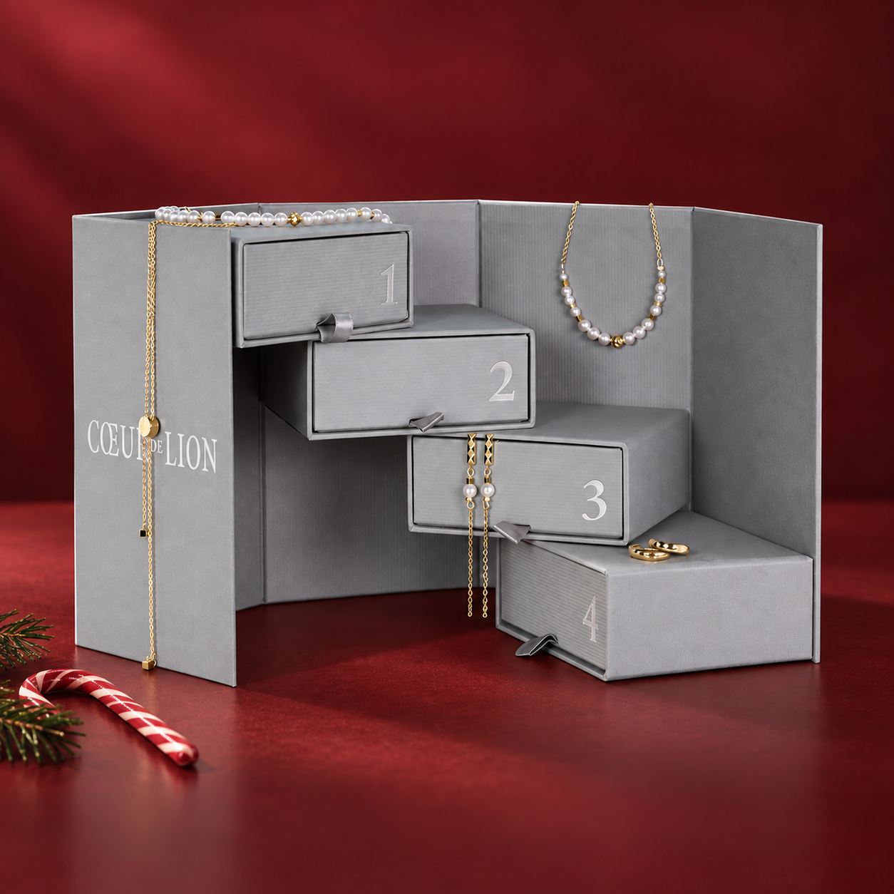 Calendrier de l’Avent Pearl Spike doré-blanc