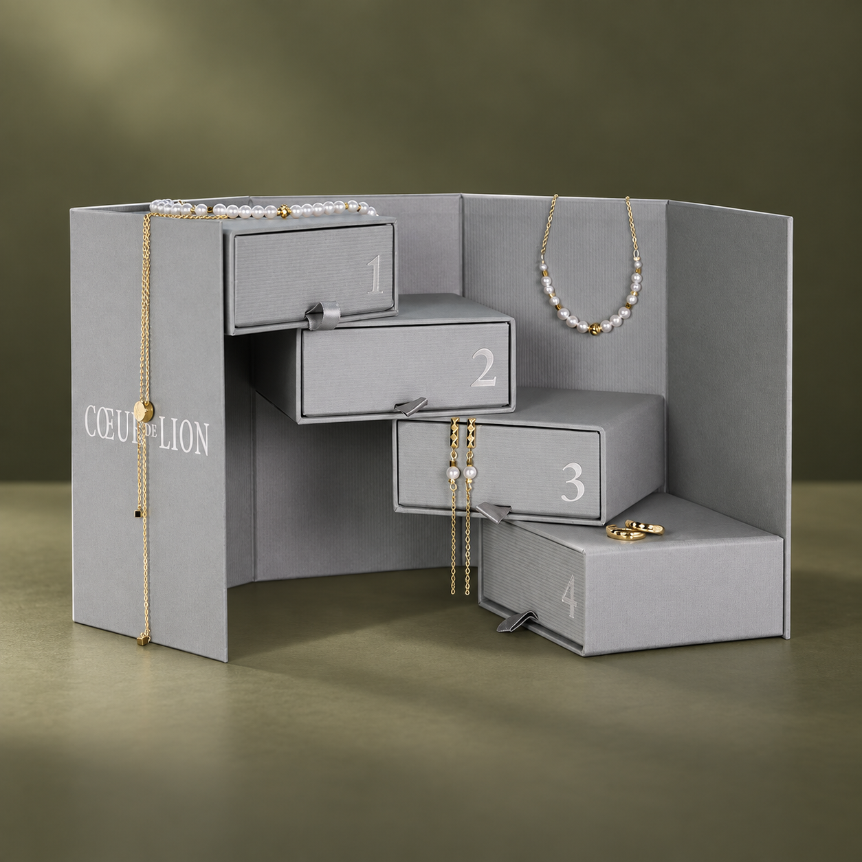 Calendrier de l’Avent Pearl Spike doré-blanc