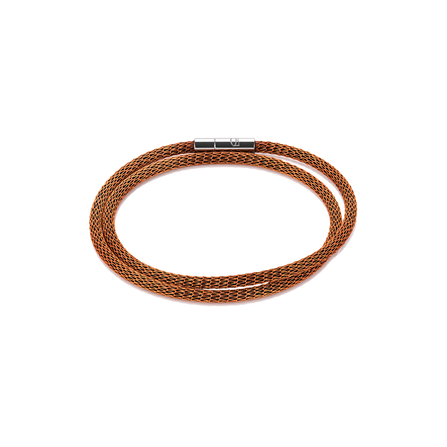Bracelet maille argenturé & émaillé orange