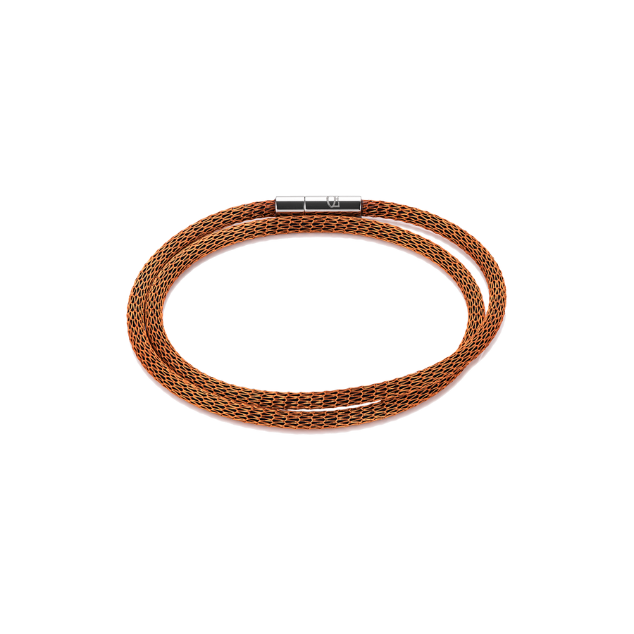 Bracelet maille argenturé & émaillé orange