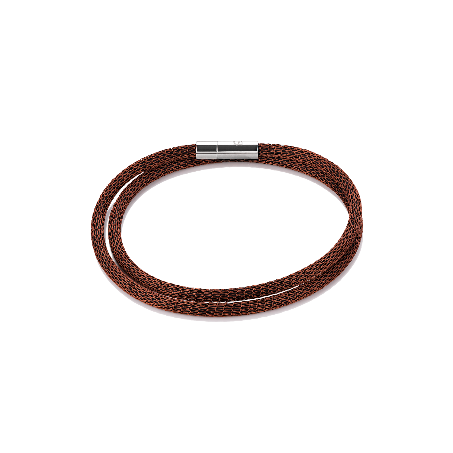 Bracelet maille argenturé & émaillé marron