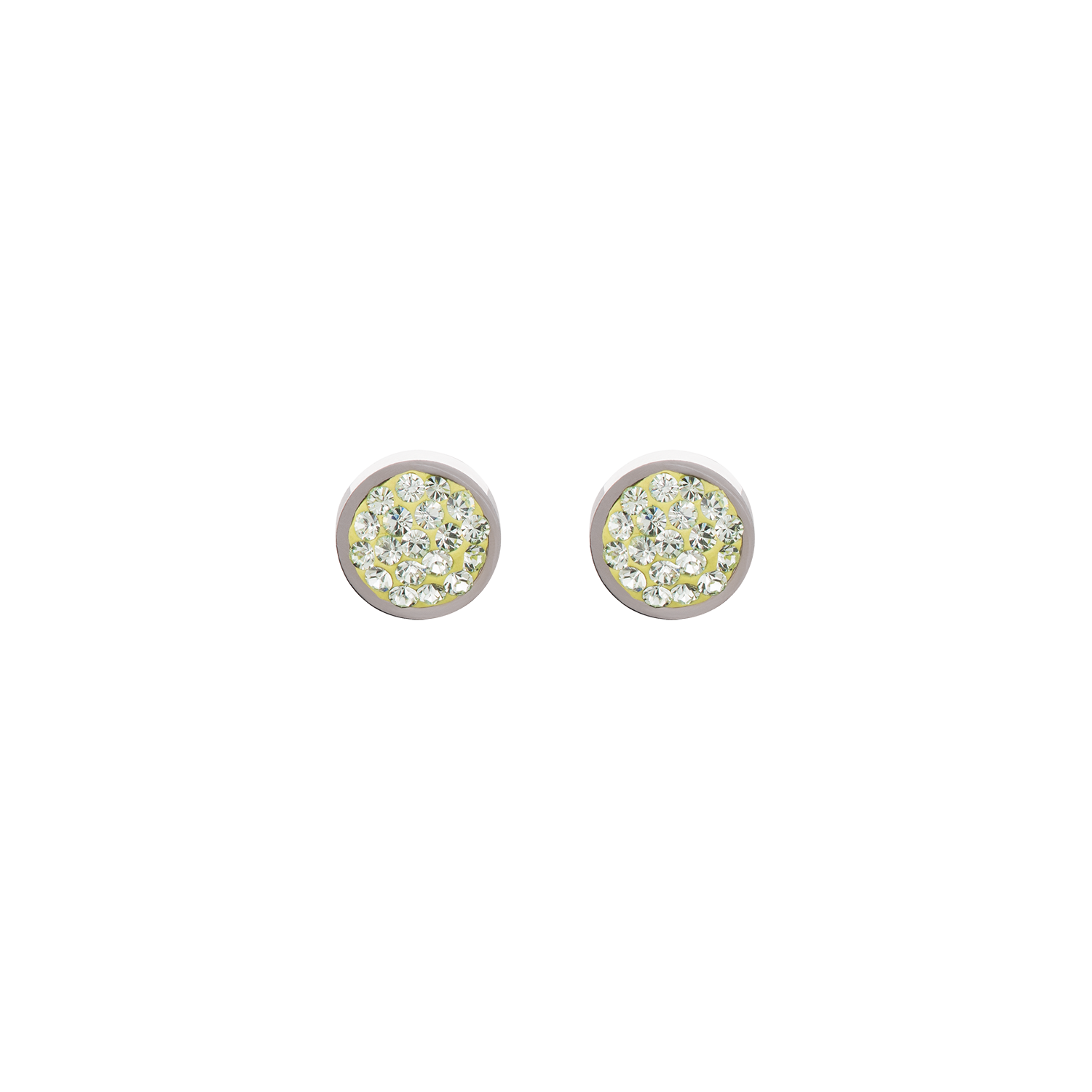 Clous doreilles acier inoxydable & sertis de cristaux vert clair
