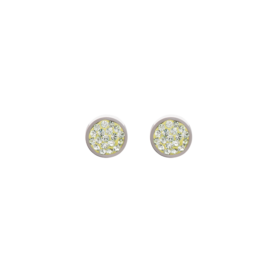Clous doreilles acier inoxydable & sertis de cristaux vert clair