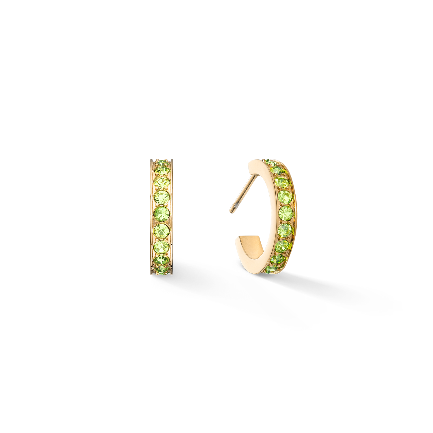 Boucles d'oreilles Créoles 15 Acier inoxydable et cristaux or vert