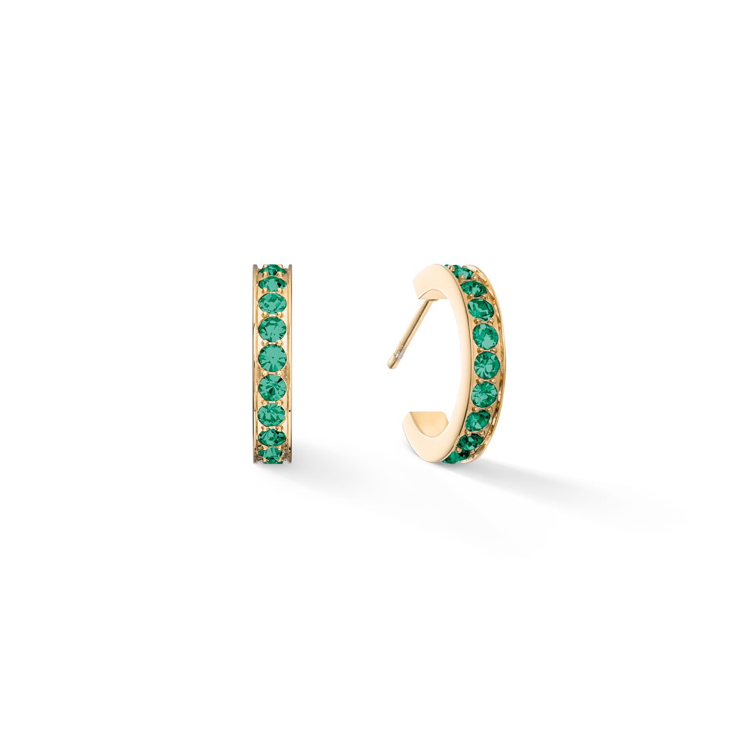 Boucles d’oreilles Créoles 15 Acier inoxydable et cristaux or vert foncé