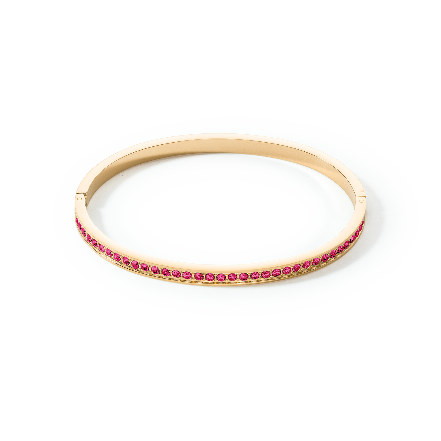 Bracelet jonc Acier inoxydable et cristaux or rose vif 17