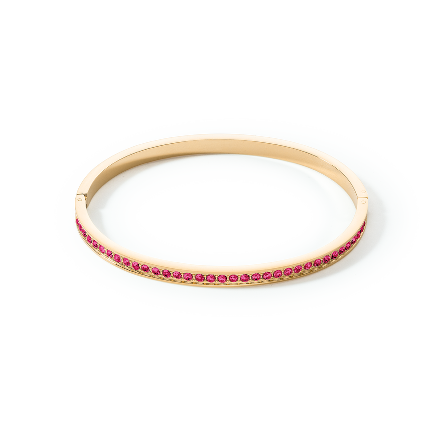Bracelet jonc Acier inoxydable et cristaux or rose vif 17