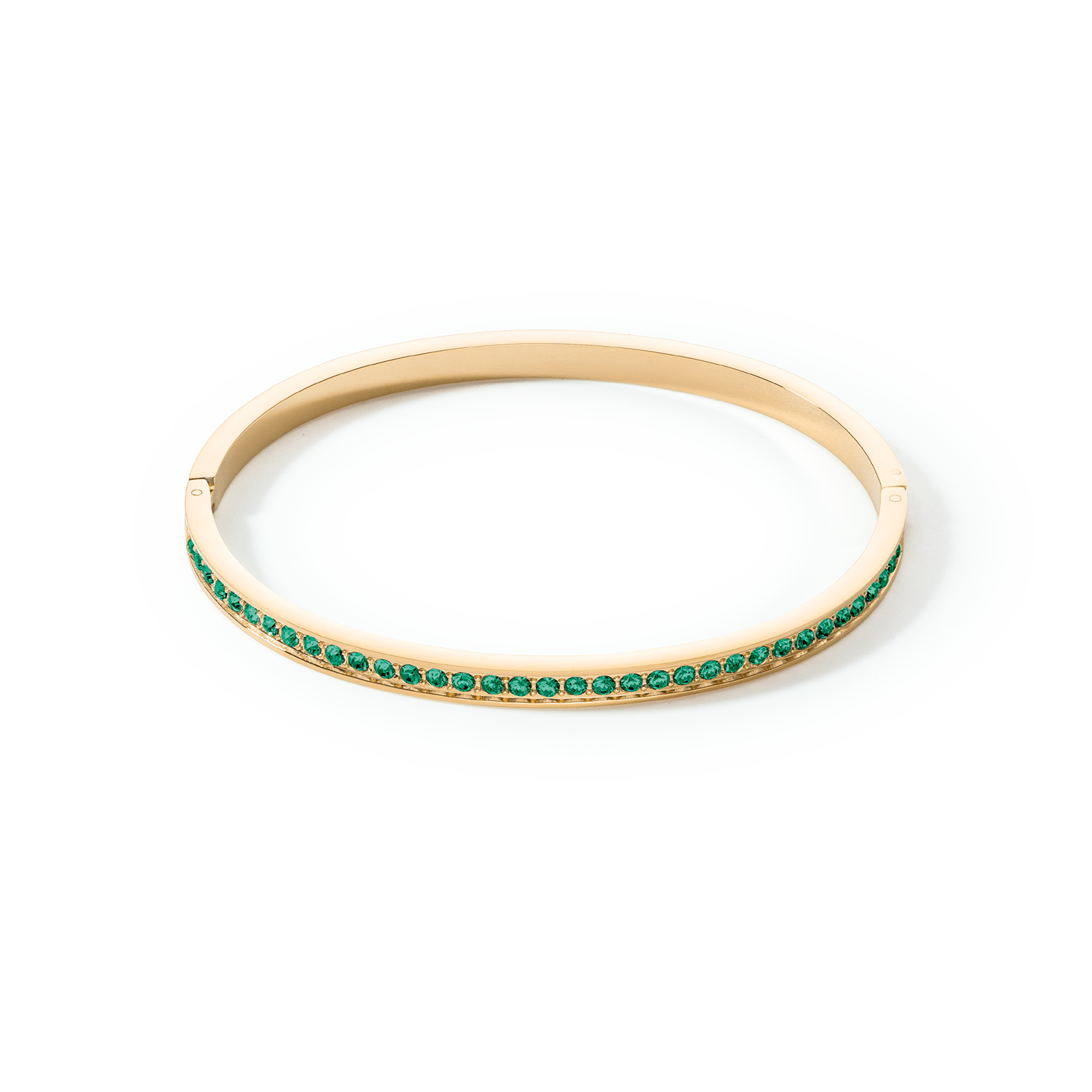 Bracelet jonc Acier inoxydable et cristaux or vert foncé 17