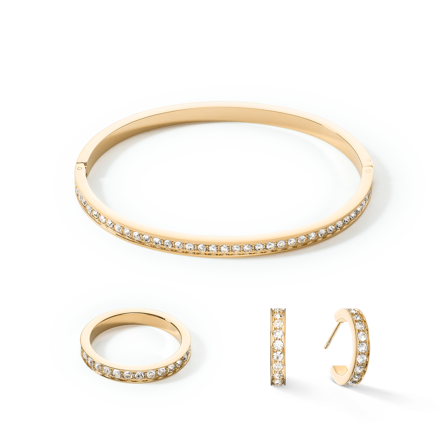 Bracelet jonc Acier inoxydable et cristaux or cristal 17