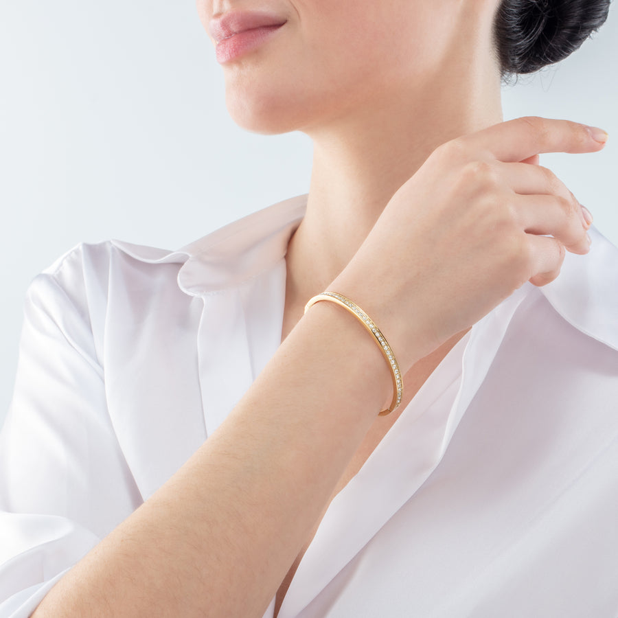 Bracelet jonc Acier inoxydable et cristaux or cristal 17