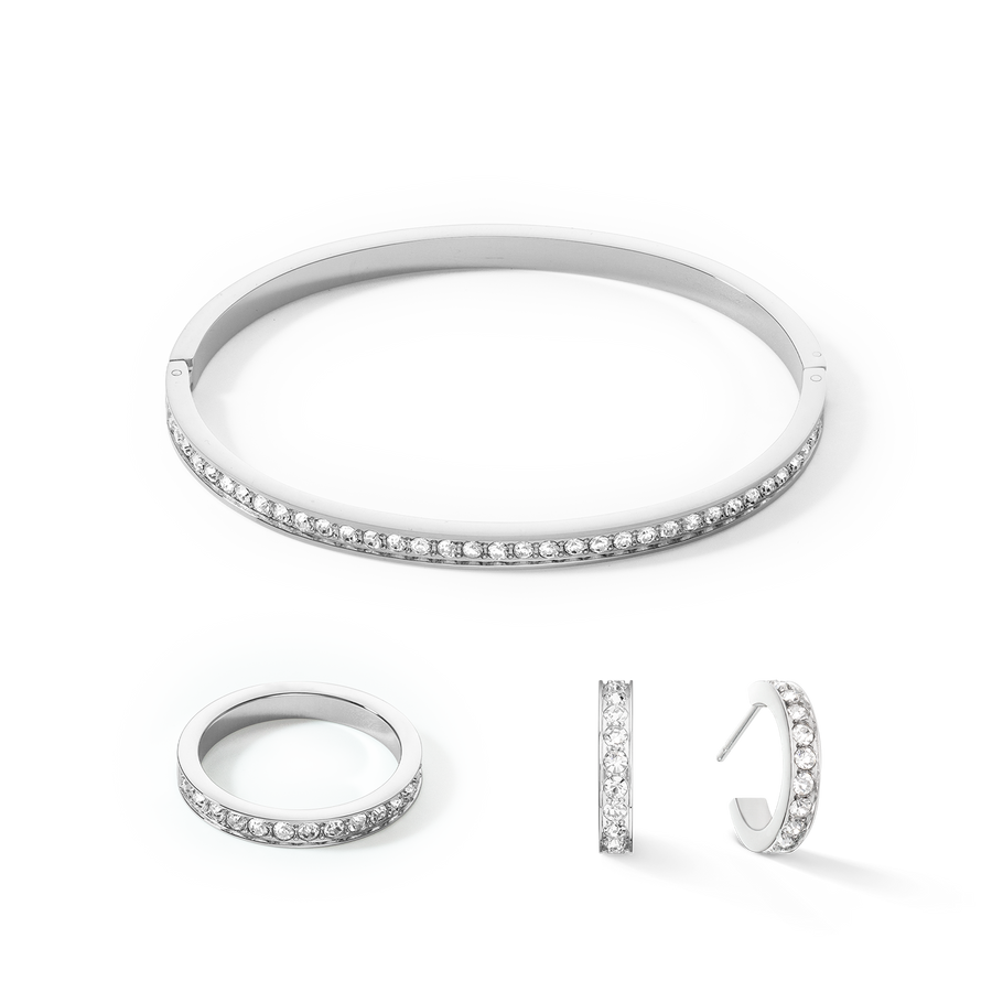Bracelet jonc Acier inoxydable et cristaux argent cristal 17