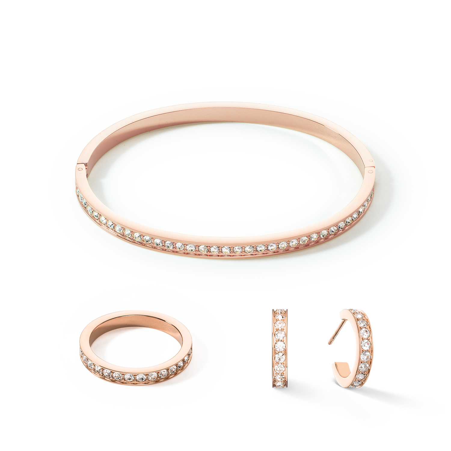 Bracelet jonc Acier inoxydable et cristaux or rose cristal 17
