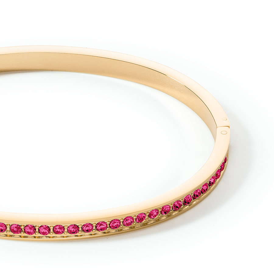 Bracelet jonc Acier inoxydable et cristaux or rose vif 19
