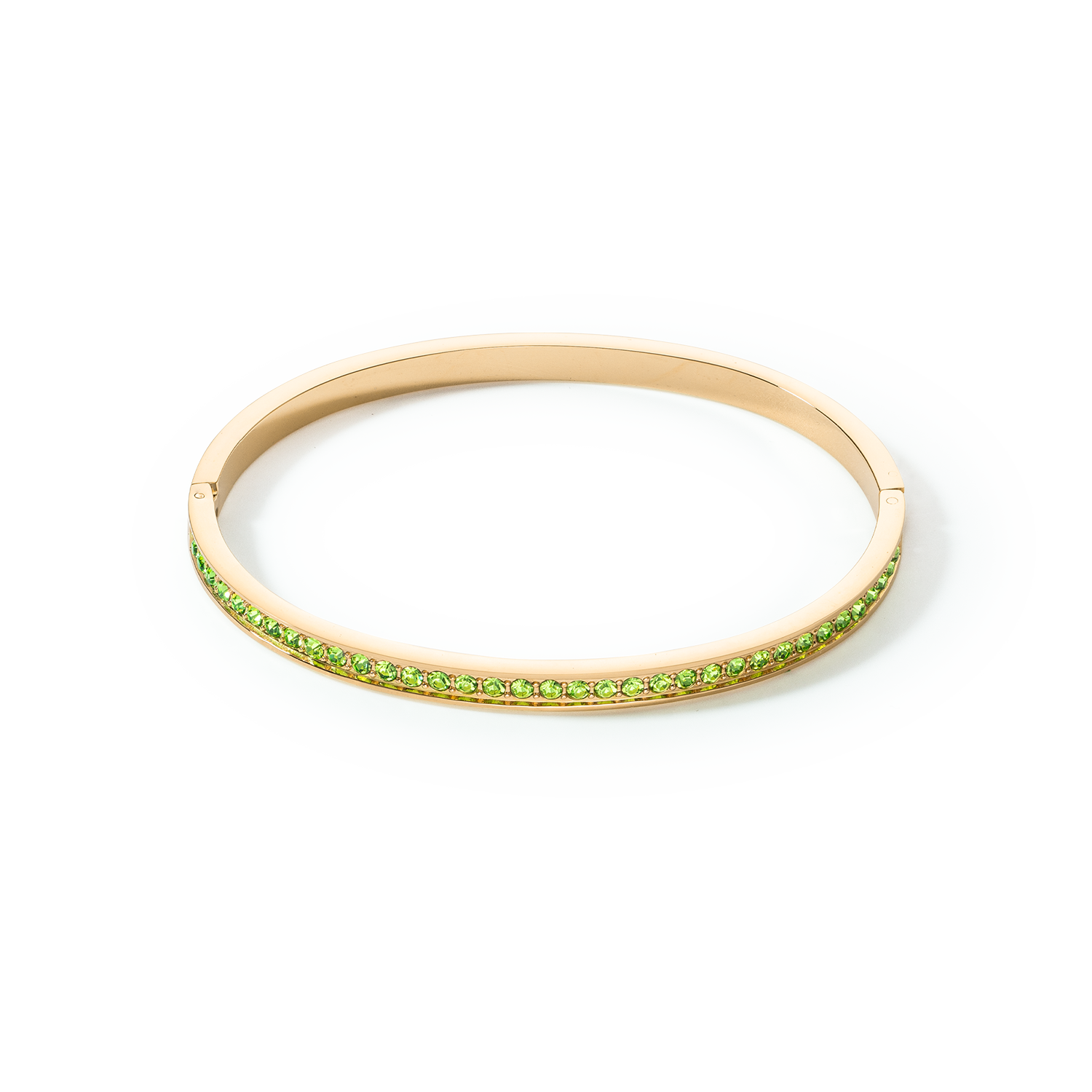 Bracelet jonc Acier inoxydable et cristaux or vert 19
