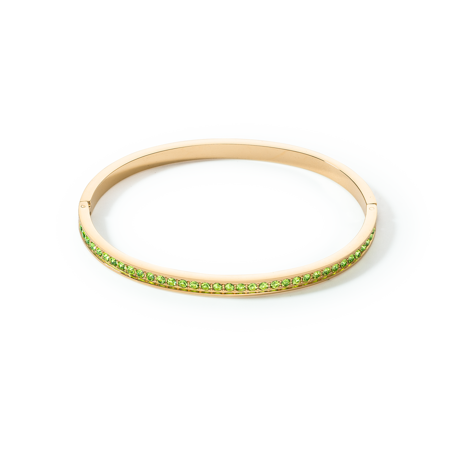 Bracelet jonc Acier inoxydable et cristaux or vert 19