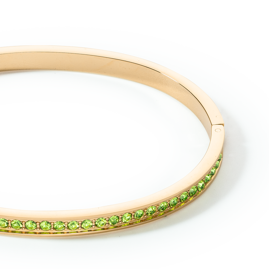 Bracelet jonc Acier inoxydable et cristaux or vert 19