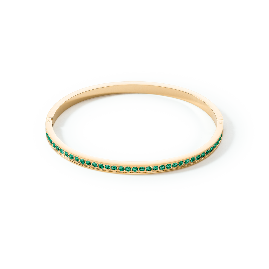 Bracelet jonc Acier inoxydable et cristaux or vert foncé 19