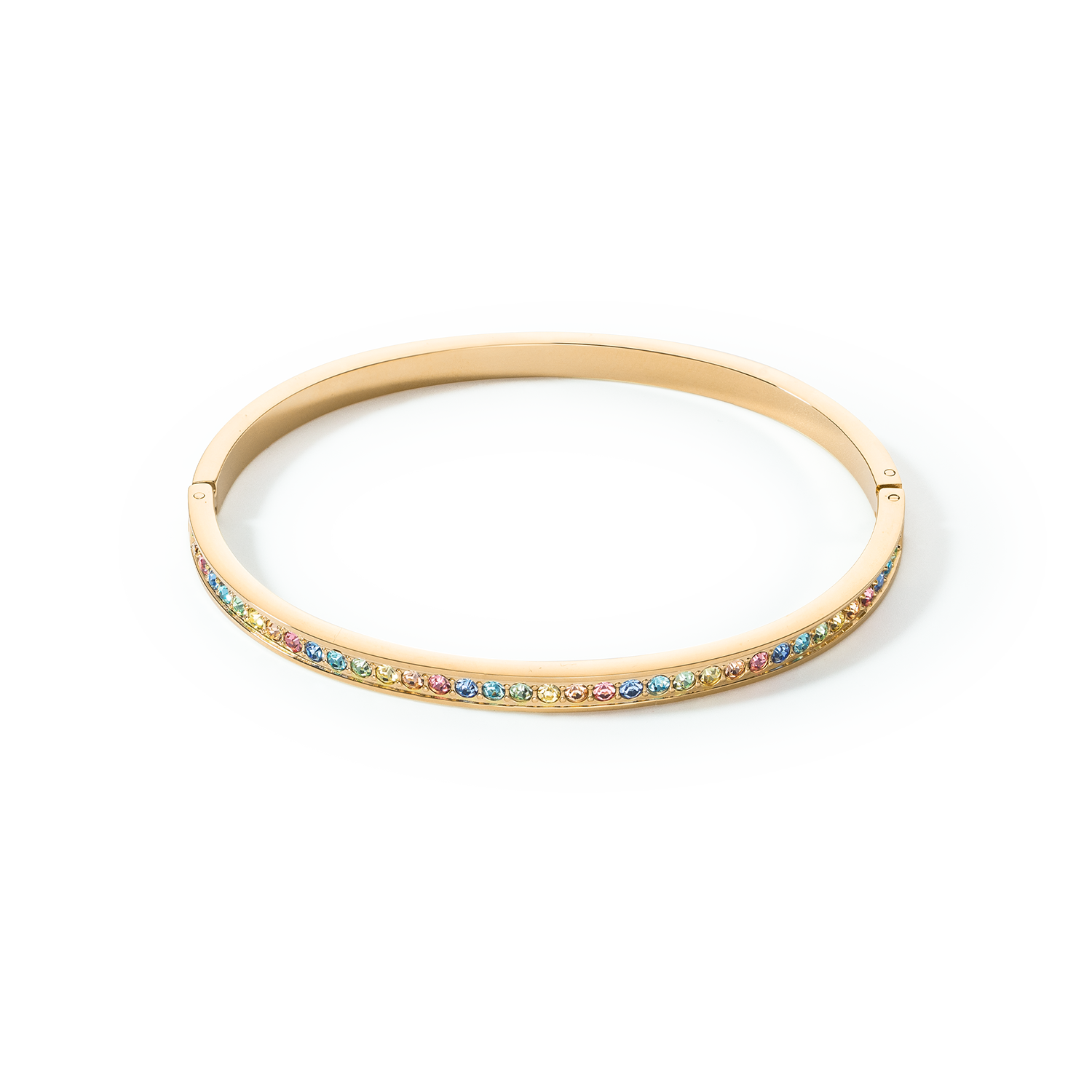 Bracelet jonc Acier inoxydable et cristaux or multicolores pastel 19