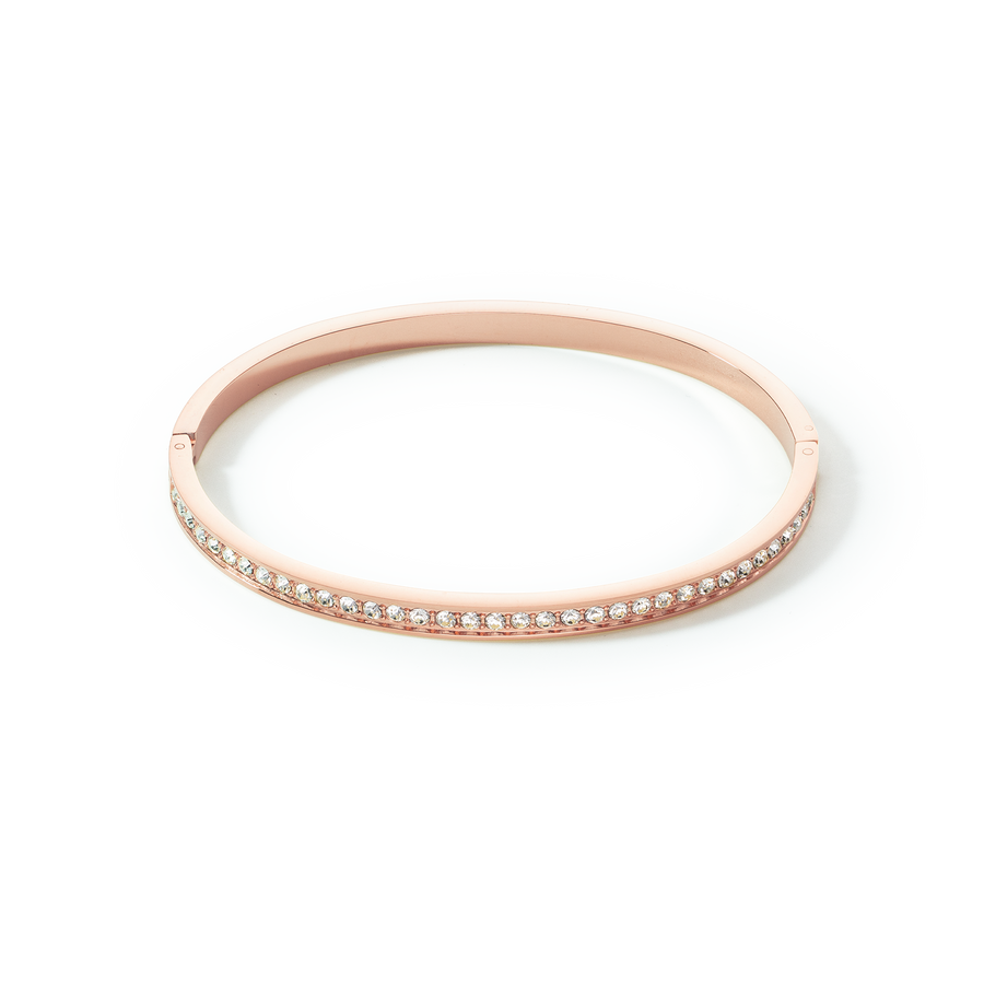Bracelet jonc Acier inoxydable et cristaux or rose cristal 19