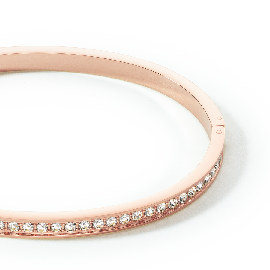 Bracelet jonc Acier inoxydable et cristaux or rose cristal 19