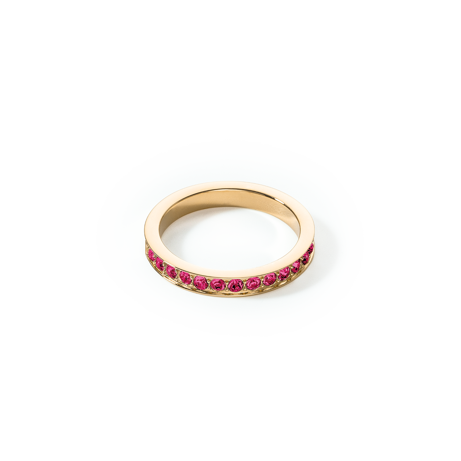 Bague Acier inoxydable et cristaux or rose vif