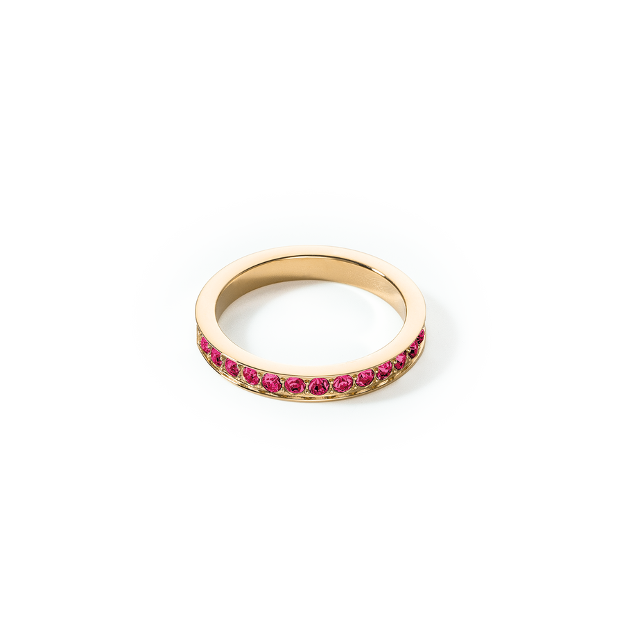 Bague Acier inoxydable et cristaux or rose vif