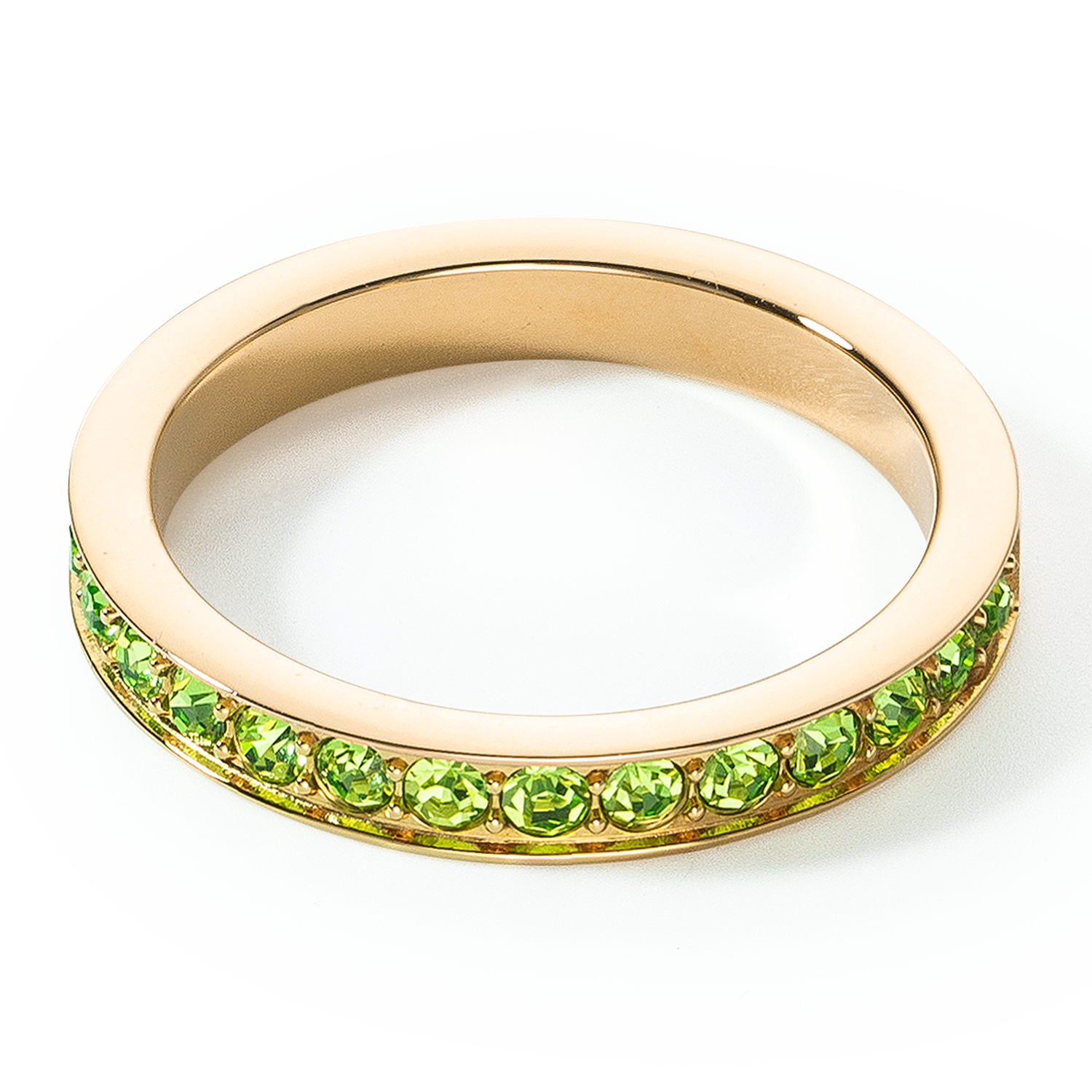 Bague Acier inoxydable et cristaux or vert