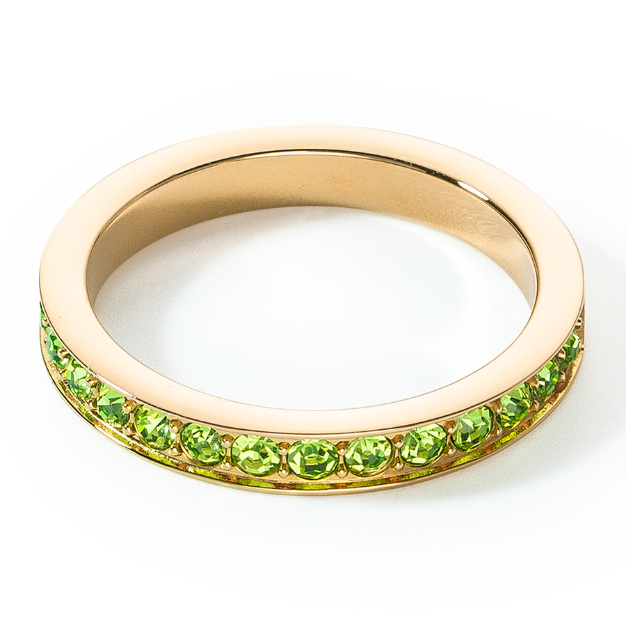 Bague Acier inoxydable et cristaux or vert