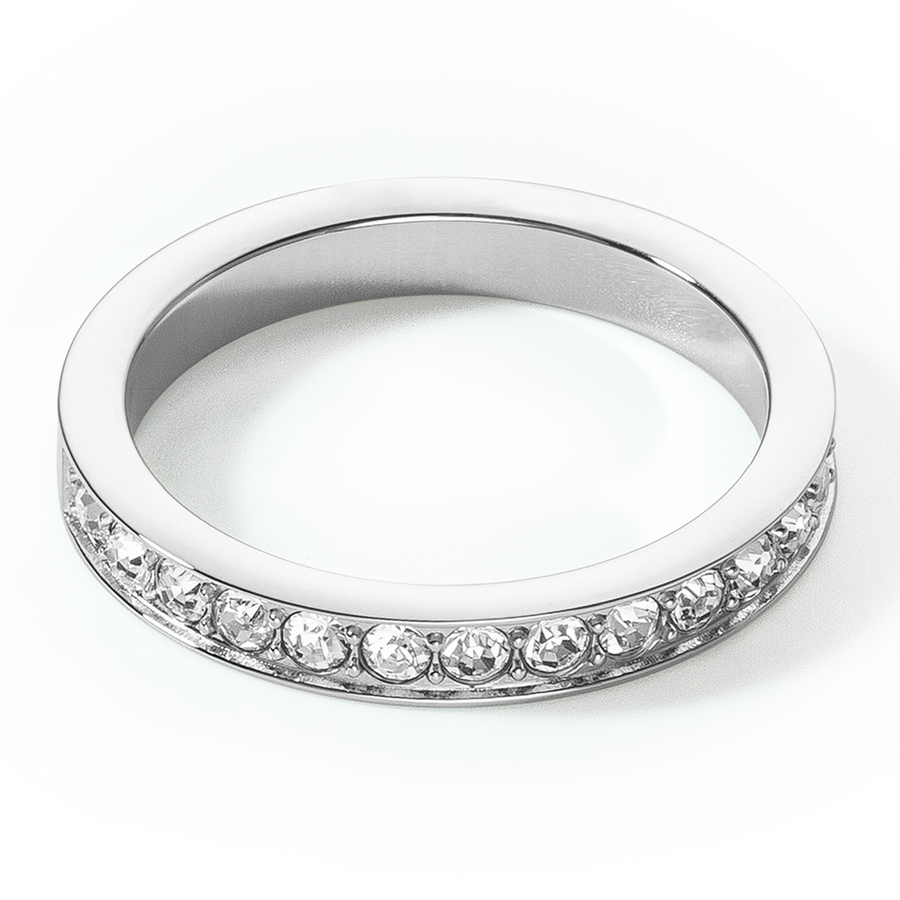 Bague Acier inoxydable et cristaux argent cristal