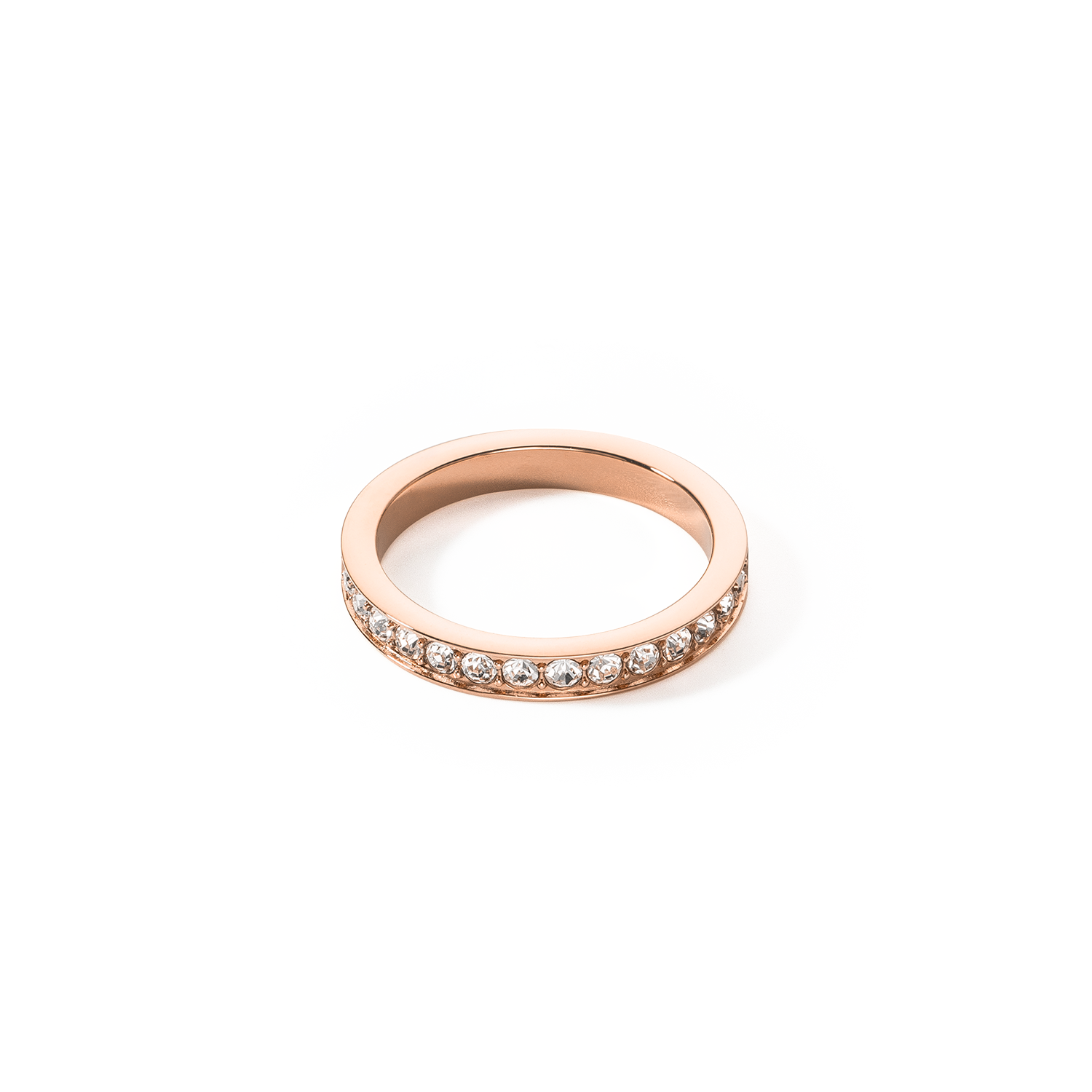 Bague Acier inoxydable et cristaux or rose cristal