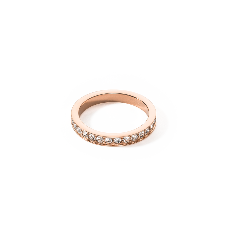 Bague Acier inoxydable et cristaux or rose cristal