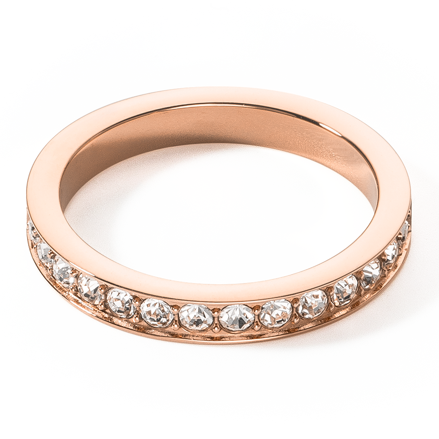 Bague Acier inoxydable et cristaux or rose cristal