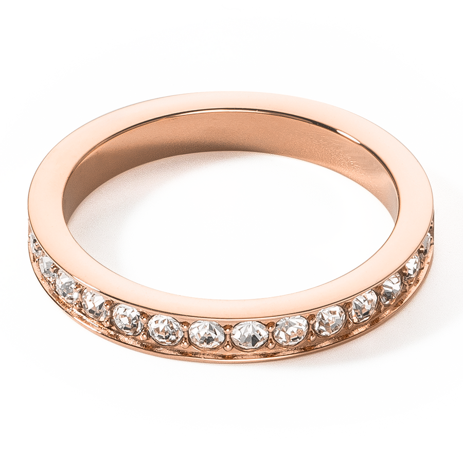 Bague Acier inoxydable et cristaux or rose cristal