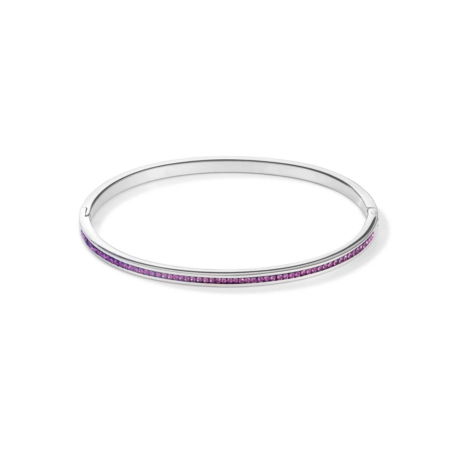 Bracelet acier argent & Pavé de Cristaux améthyste