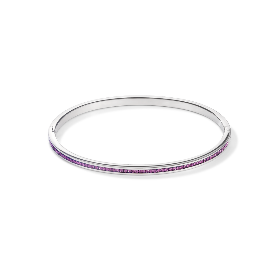 Bracelet acier argent & Pavé de Cristaux améthyste