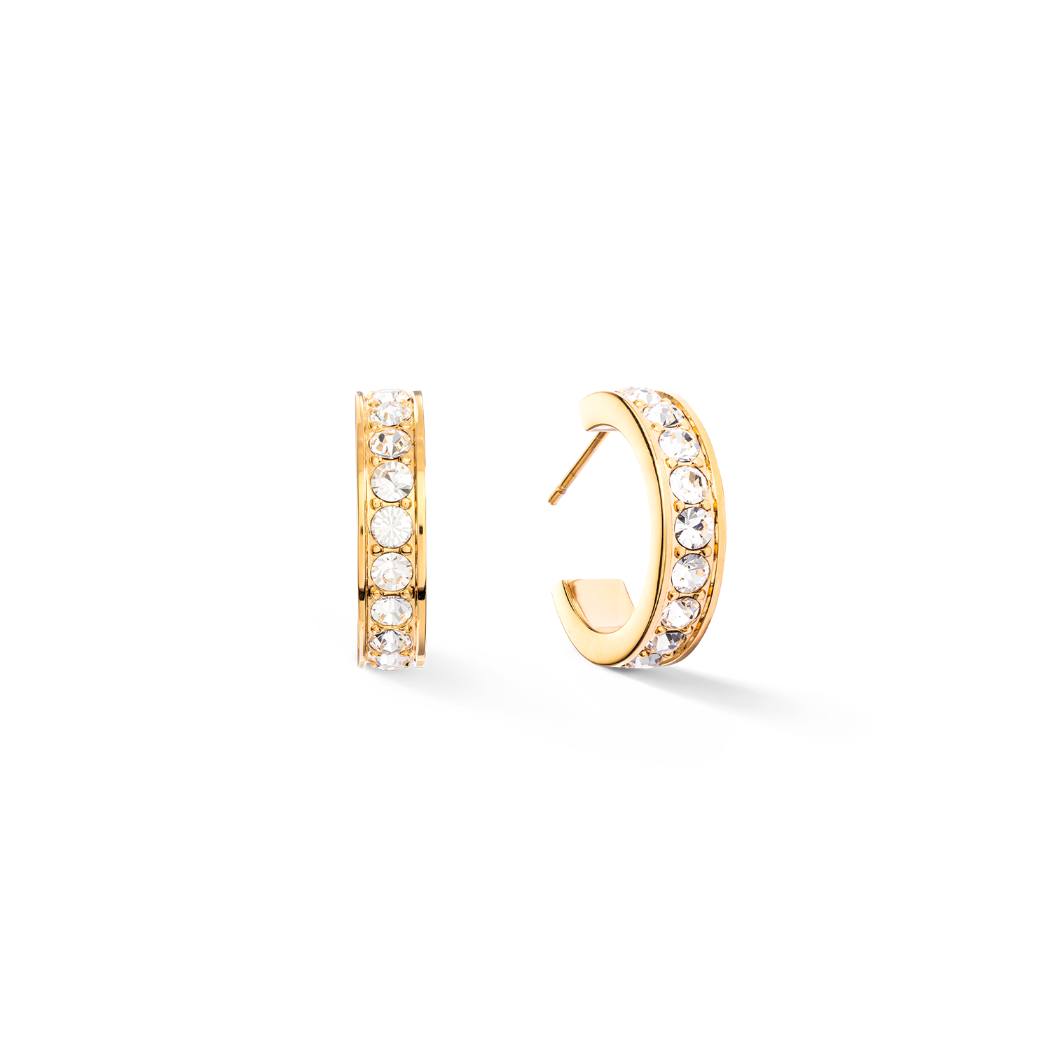 Boucles d'oreille créole 20 acier & cristaux or cristal